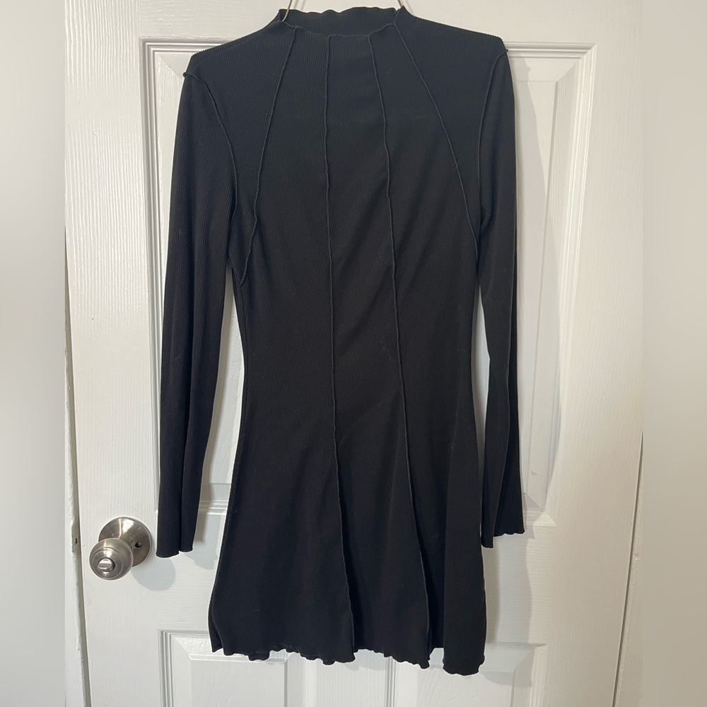 Jersey Mock Neck Long Sleeve Short Dress
